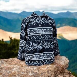 Jantzen Classics Black, Gray and White flannel button  front jacket